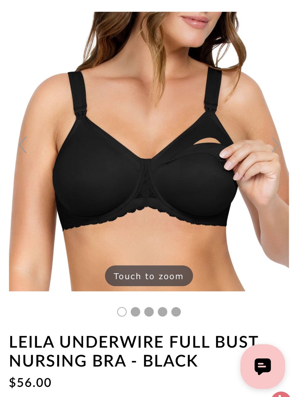 Leila Underwire Full Bust Nursing Bra - Black (Nursing-Friendly)